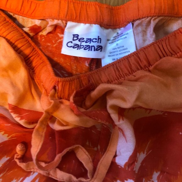 Beach Cabana Tropical Palm Tree Orange Beach Pants Size Small - Picture 2 of 4